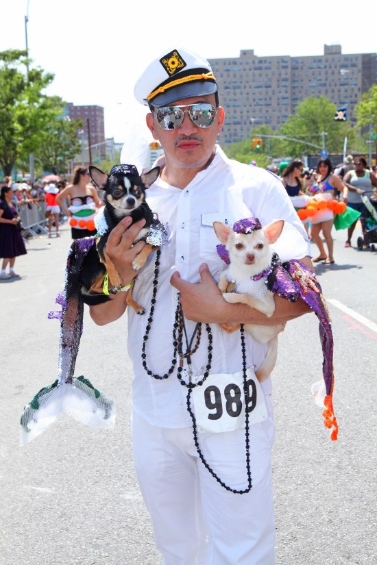 Anthony Rubio with Bogie & Kimba attend 2013 Coney Island Mermaid Parade