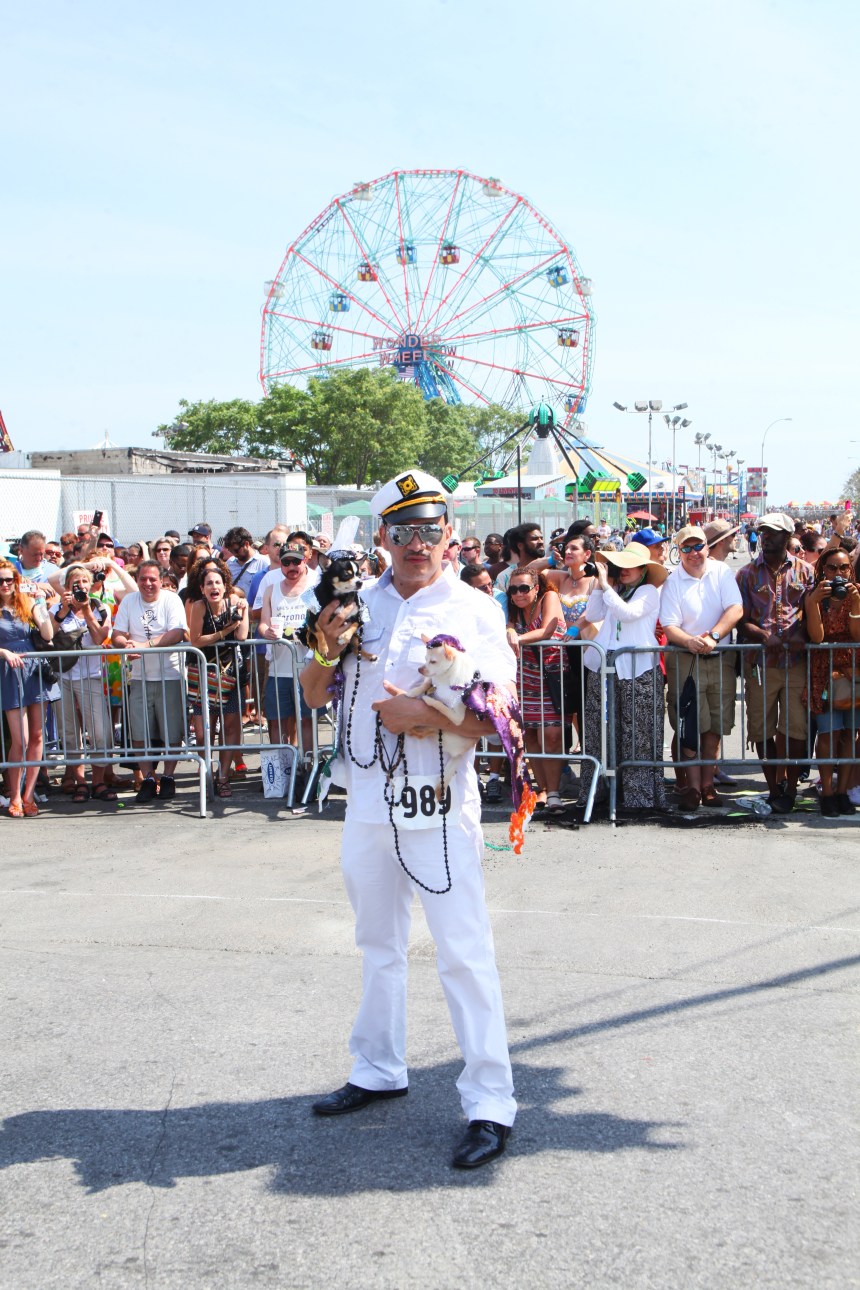 Anthony Rubio with Bogie & Kimba attend 2013 Coney Island Mermaid Parade