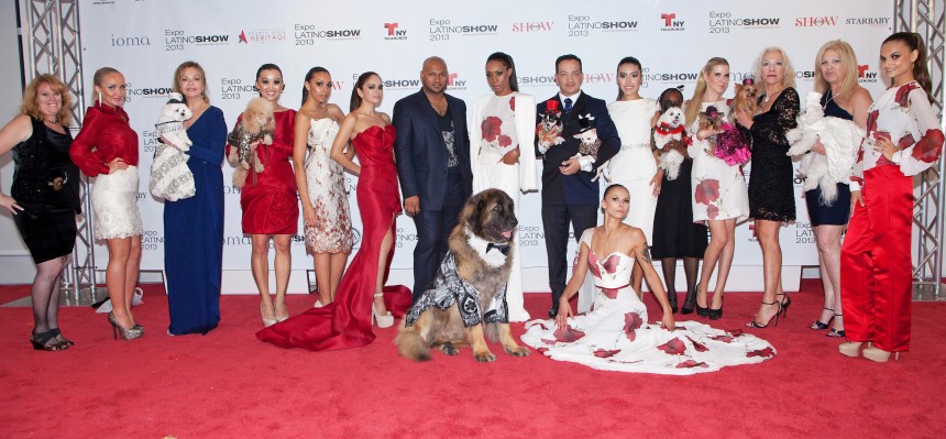 Anthony Rubio with Vengsarkar Budhu and models at Canine Fashion Show at The Museum Of The Moving Image (Photo By Yoni Levy)