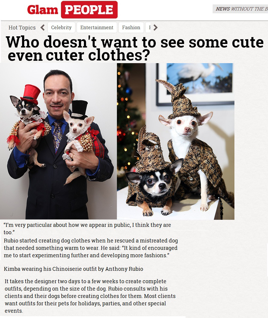 Anthony Rubio Interview on Canine Fashion on Glam People