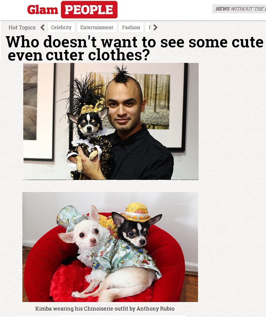 Anthony Rubio Interview on Canine Fashion on Glam People