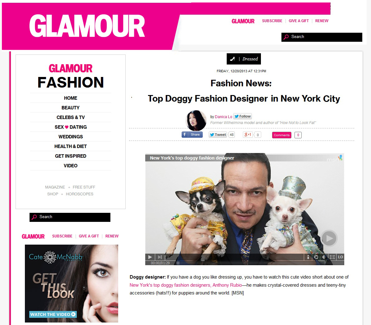 Anthony Rubio Interview in Glamour Magazine