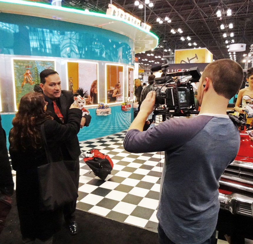 Anthony Rubio with Kimba attend the International Beauty Show at the Javits Center