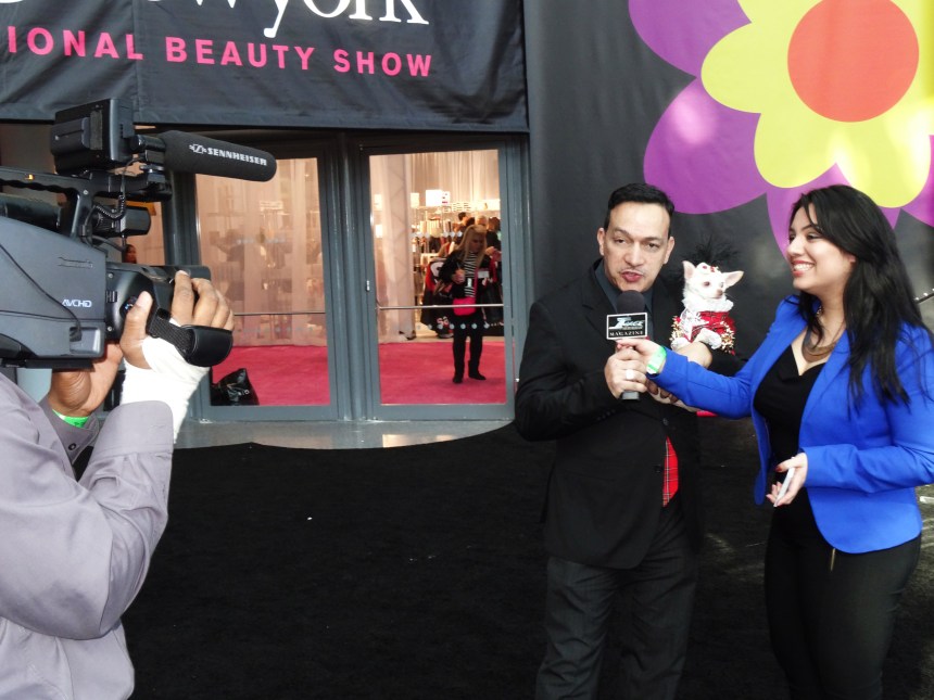 Anthony Rubio with Kimba attend the International Beauty Show at the Javits Center
