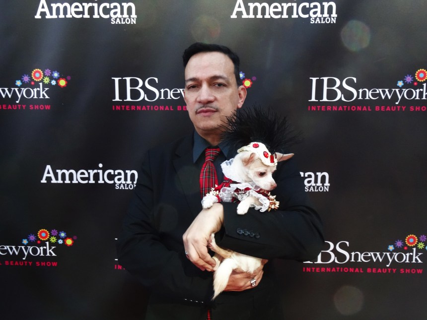 Anthony Rubio with Kimba attend the International Beauty Show at the Javits Center