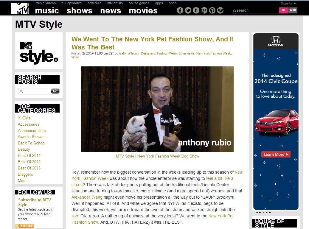 Anthony Rubio was interviewed by MTV Style