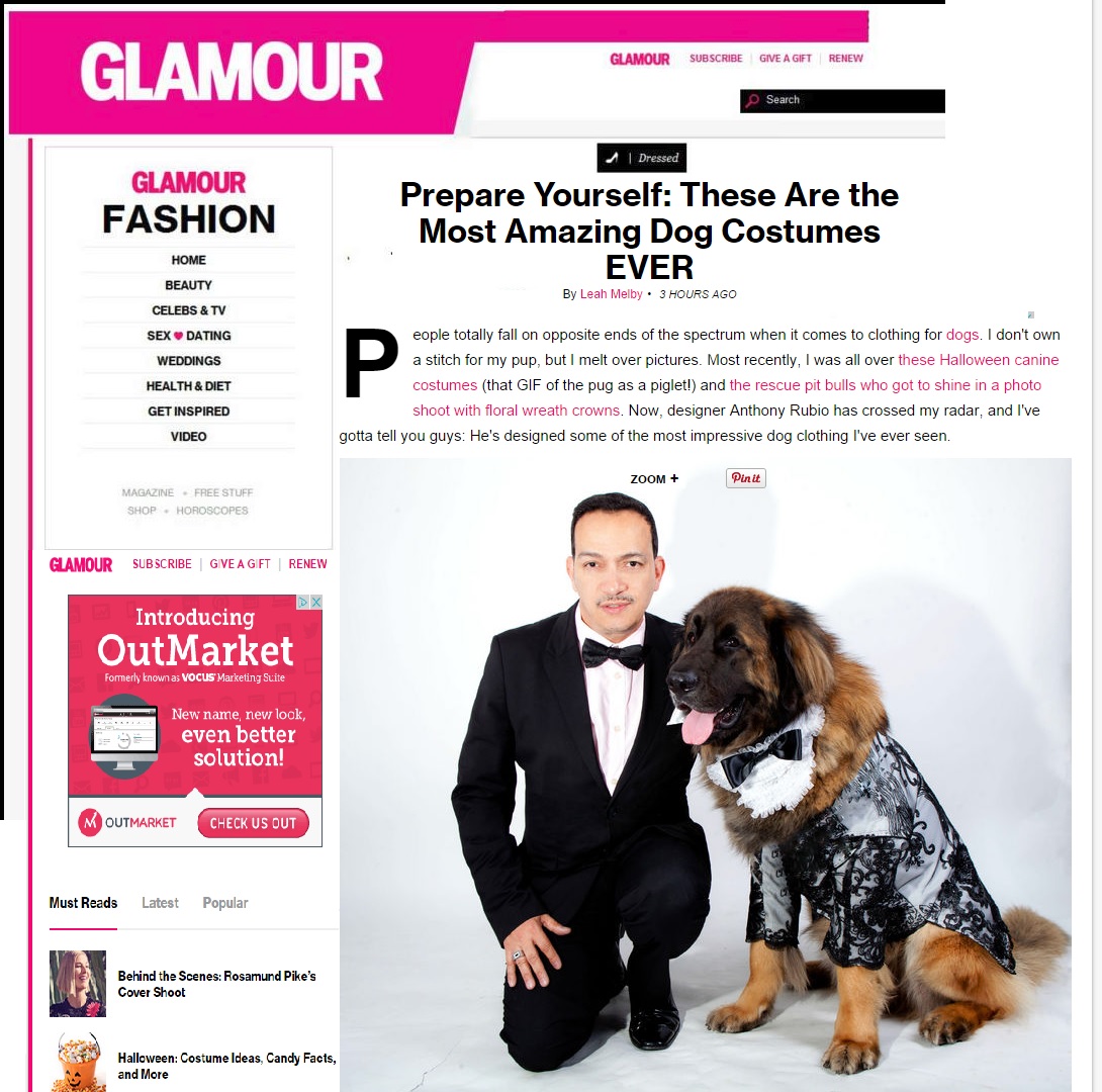 Anthony Rubio featured in Glamour Magazine October, 2014