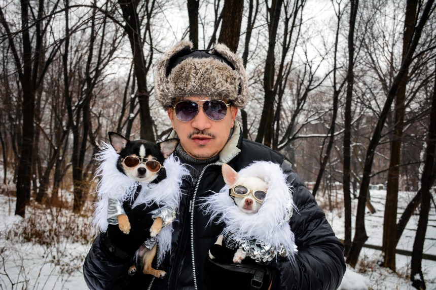 Bogie and Kimba donned their Nordic inspired Faux Fur trimmed coats created by Anthony Rubio Designs