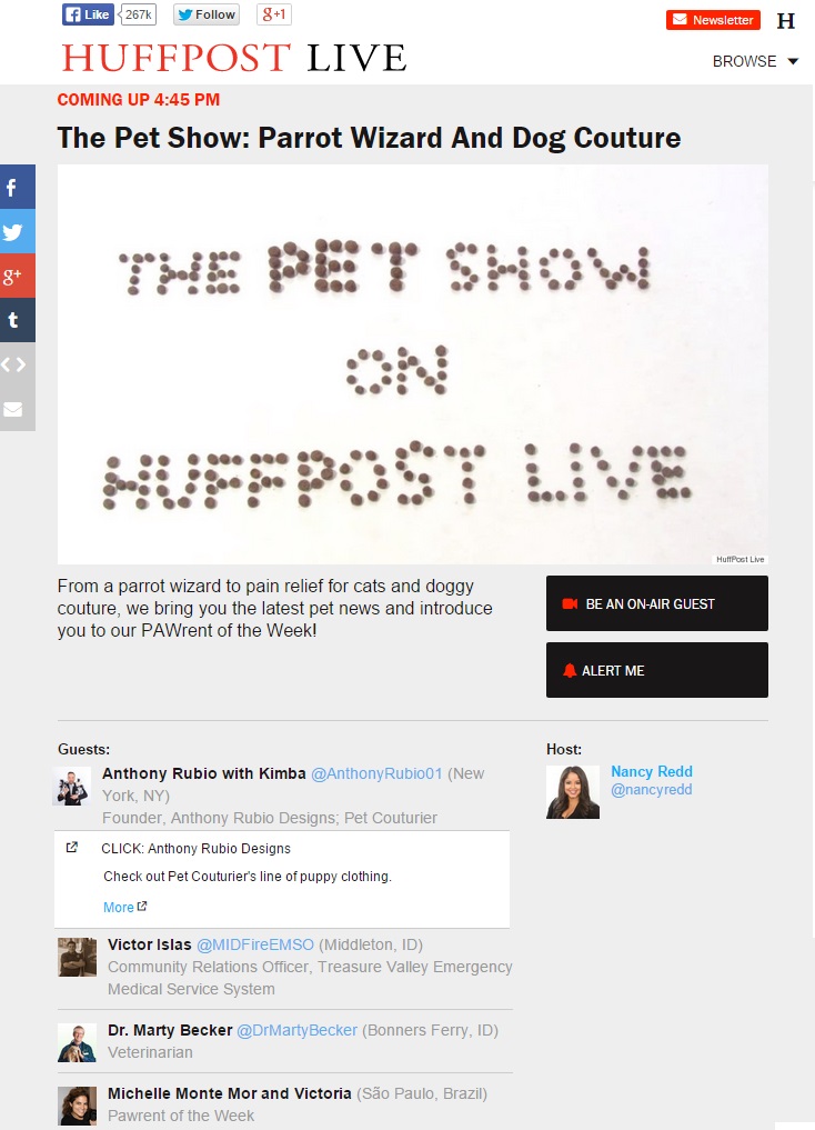 Anthony Rubio on The Pet Show with host Nancy Redd on Huffington Post Live