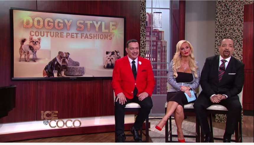 Designer Anthony Rubio with Ice-T and Coco on the set of Ice And Coco talk show on Fox