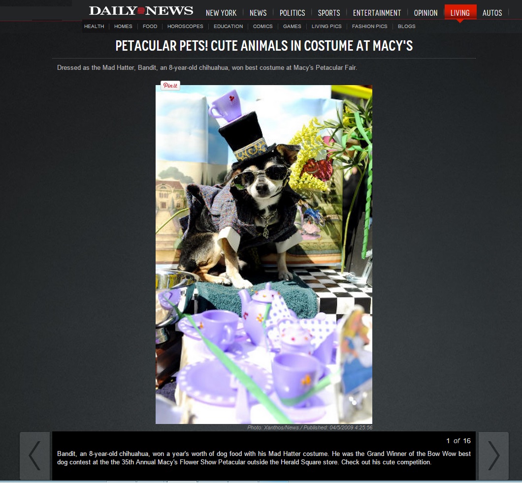 Anthony Rubio's design of the Mad Hatter made it into the New York Daily News in 2009.