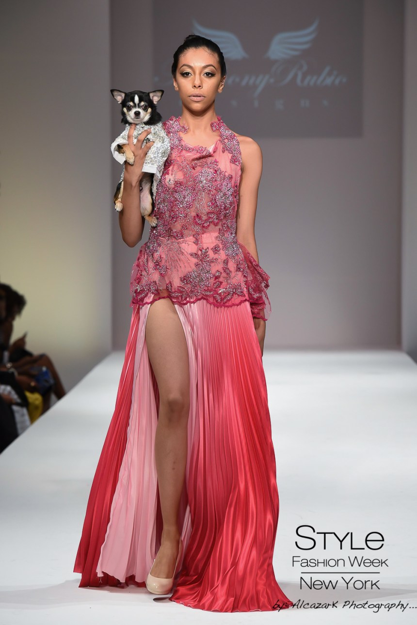 Anthony Rubio Spring/Summer 2016 - New York Fashion Week Model: Elena Martinez Canine Model: Bogie Photo by: Ken Alcazar 
