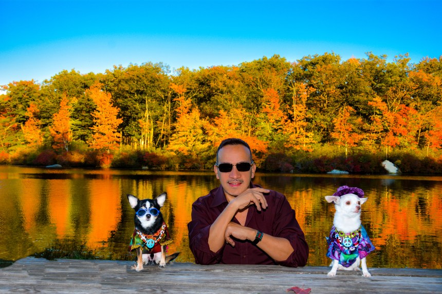 Anthony Rubio with Bogie and Kimba go Apple Picking