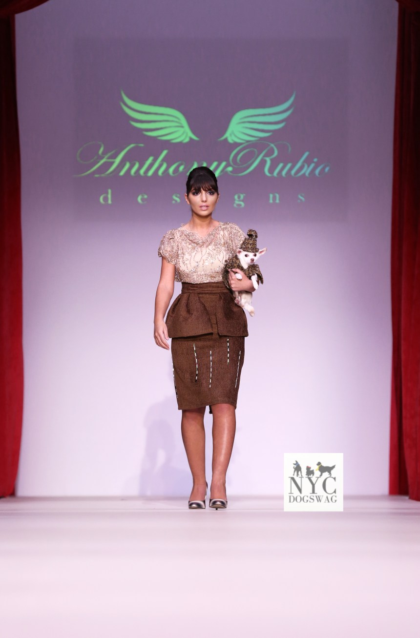Anthony Rubio Fall/Winter 2016 - New York Fashion Week Women's Wear & Canine Couture Female Model: Rebecca Ruber Canine Model: Kimba Photo by: Jason Howard