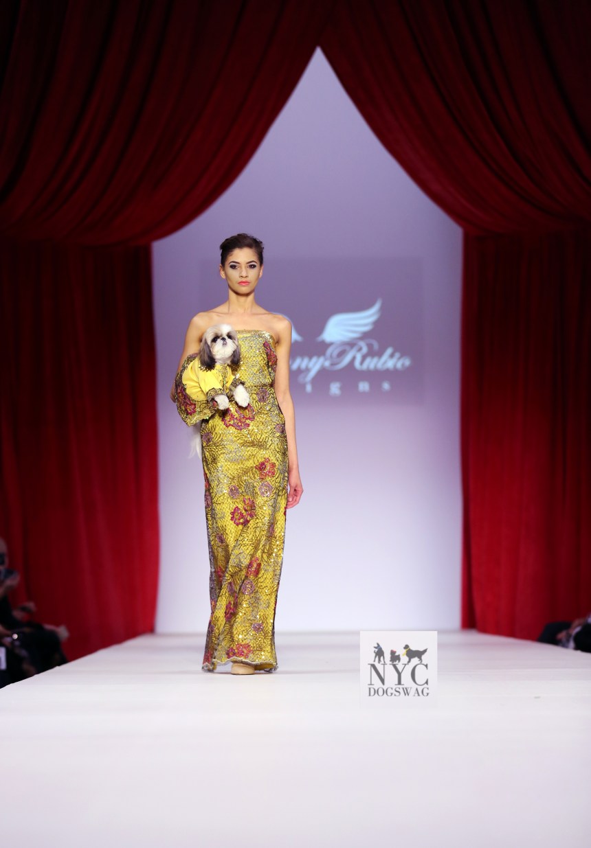 Anthony Rubio Fall/Winter 2016 - New York Fashion Week Women's Wear & Canine Couture Female Model: Luz Morillo Canine Model: Ceili The Puppy, ceilithepuppy Photo by: Jason Howard