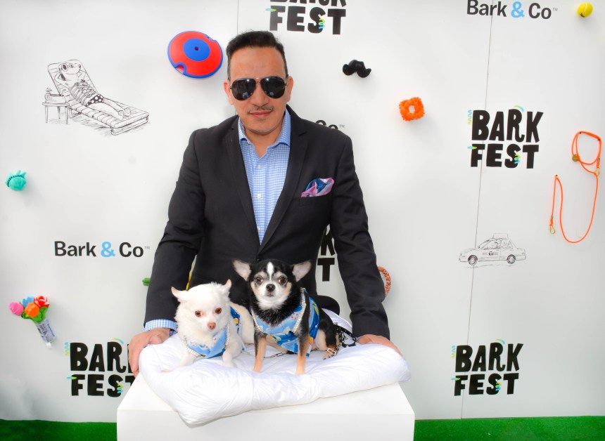 Anthony Rubio and Chihuahua duo Bogie and Kimba at the 2016 BarkFest