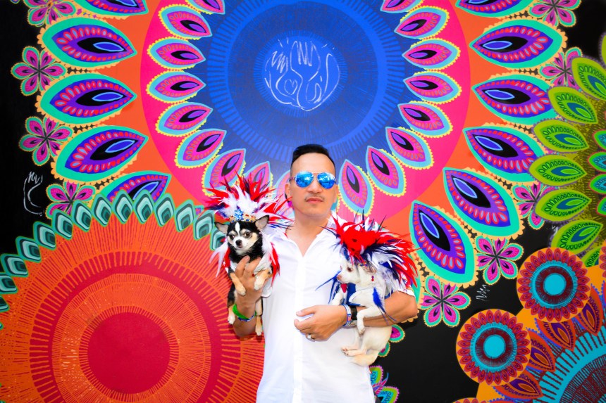 Anthony Rubio and his Chihuahua duo Bogie and Kimba marched in the 2016 National Puerto Rican Day Parade