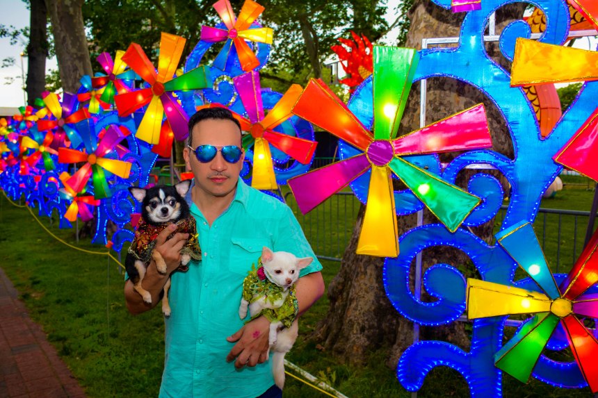 Anthony Rubio with Chihuahua duo Bogie and Kimba visit Philadelphia Chinese Lantern Festival