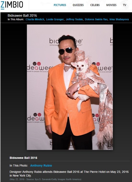 Anthony Rubio with Chihuahua Kimba attend the 2016 Bideawee Ball at The Pierre Hotel in New York City