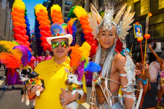 Anthony Rubio and Bogie and Kimba marched in the 46th Annual Pride Parade in New York City