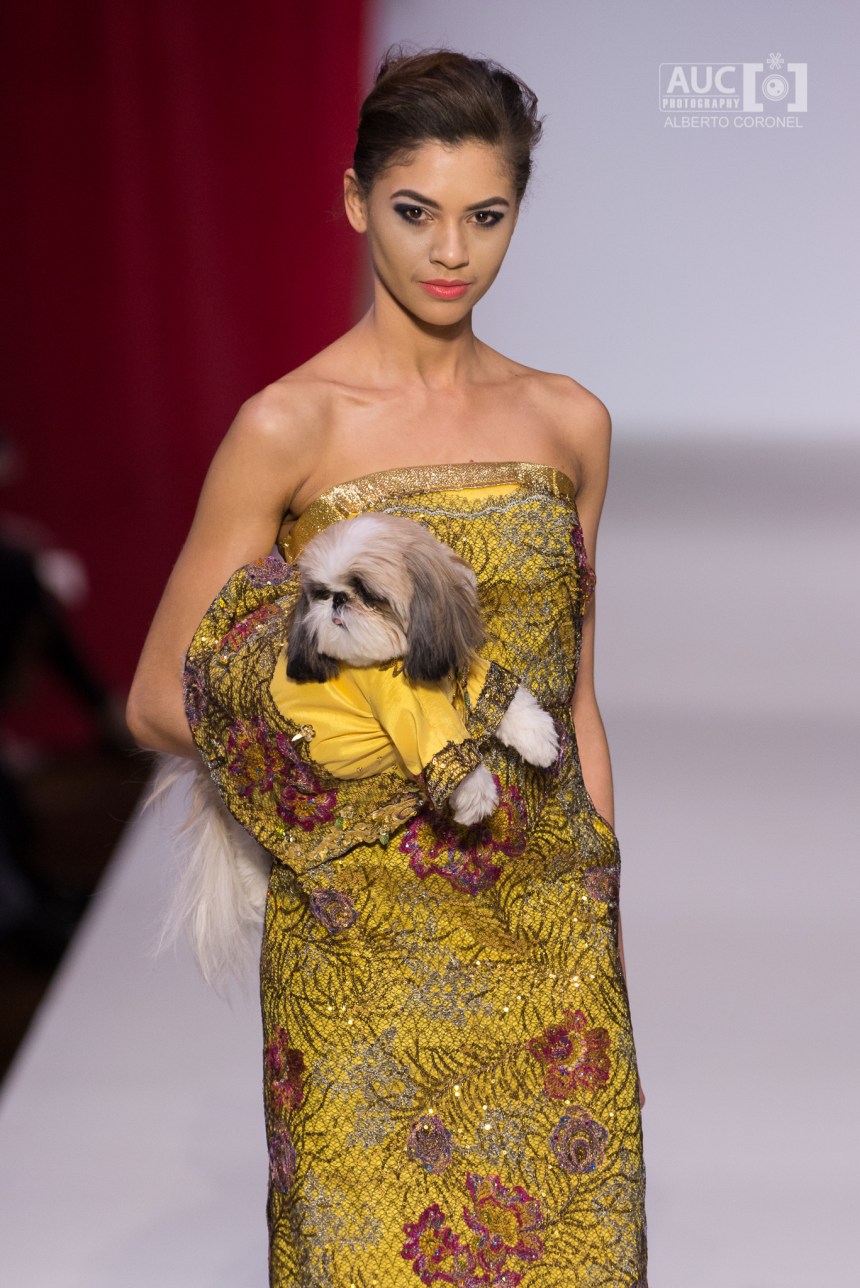 Anthony Rubio Fall/Winter 2016 - New York Fashion Week Women's Wear & Canine Couture Female Model: Luz Morillo Canine Model: Ceili The Puppy, @ceilithepuppy Photo by: Alberto Coronel