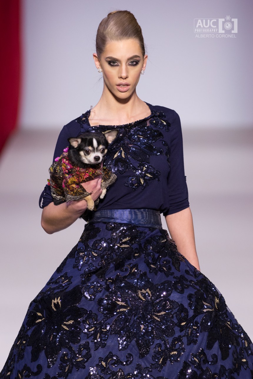 Anthony Rubio Fall/Winter 2016 - New York Fashion Week Women's Wear & Canine Couture Female Model: Marissa Zandonella Canine Model: Bogie, @BogieAndKimba Photo by: Alberto Coronel