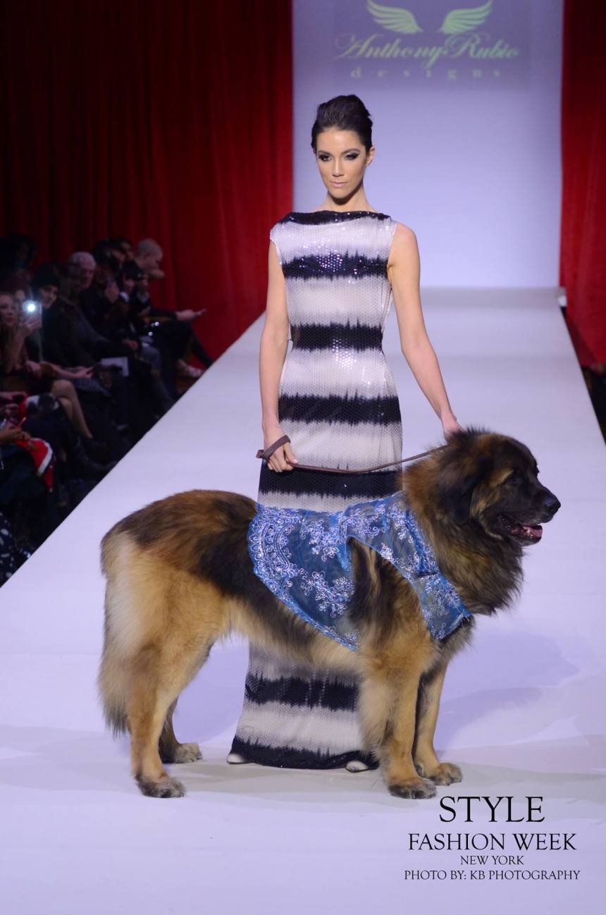 Anthony Rubio Fall/Winter 2016 - New York Fashion Week Women's Wear & Canine Couture Female Model: Nicole Cuizon Canine Model: Henry Photo by: KB Photography