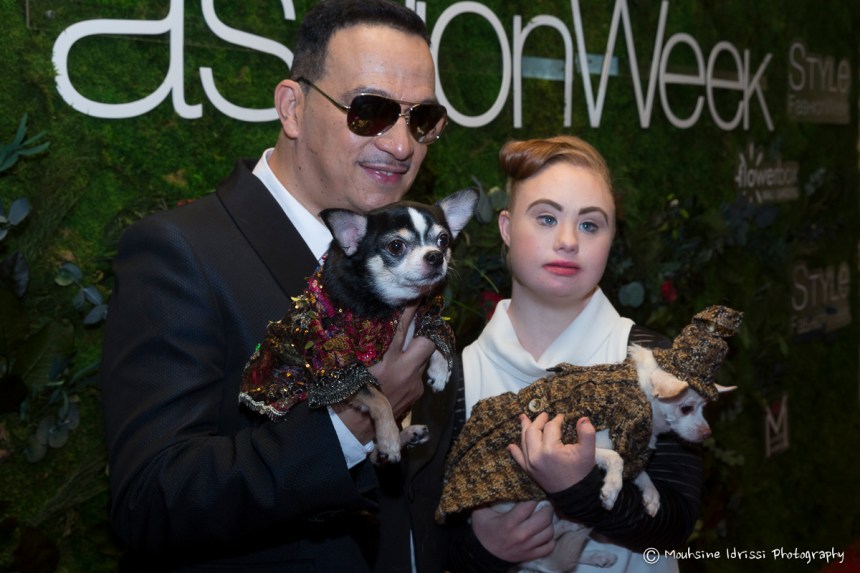 Anthony Rubio Fall/Winter 2016 - New York Fashion Week Women's Wear & Canine Couture with model Madeline Stuart. Red Carpet at Gotham Hall Photo by Mouhsine Idrissi Janati
