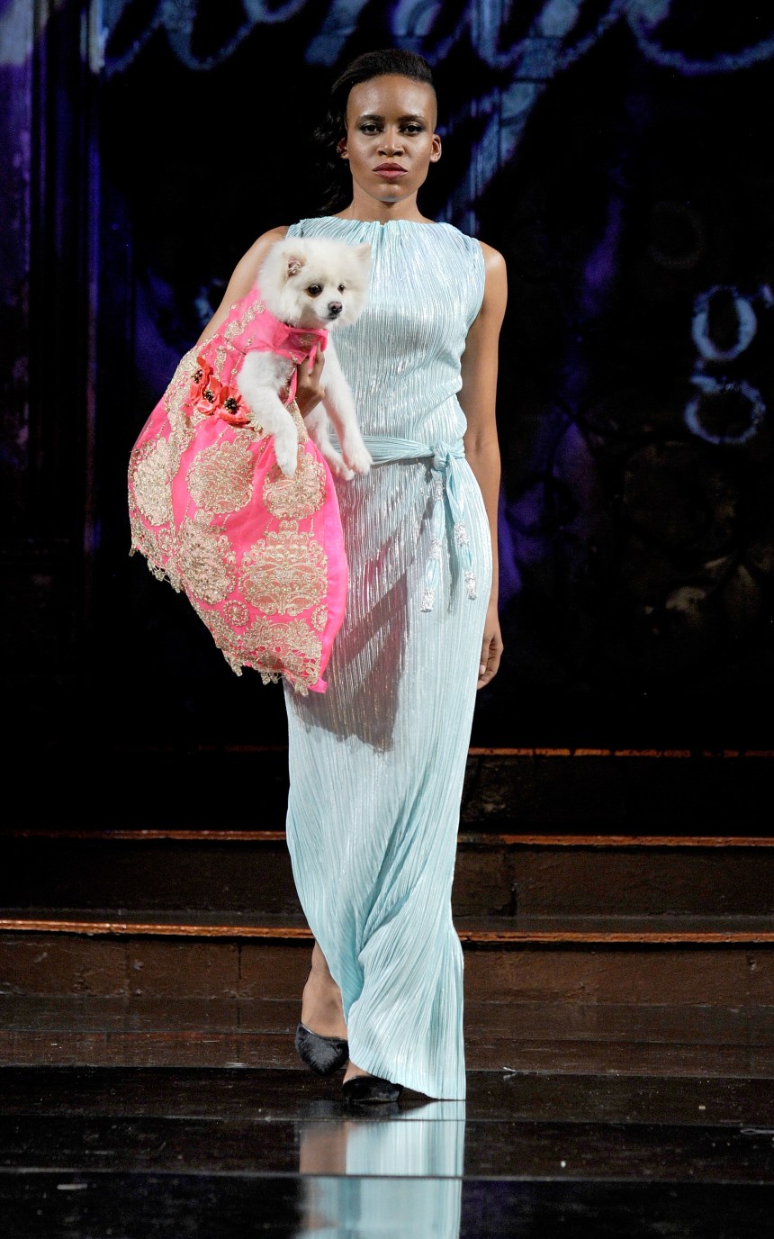 Anthony Rubio Spring/Summer 2018 Women's Wear & Canine Couture New York Fashion Week Photo by Arun Nevader - Getty Images Model: Vivian Nwoke Canine Model: Luna (@SebastianLovesLuna)