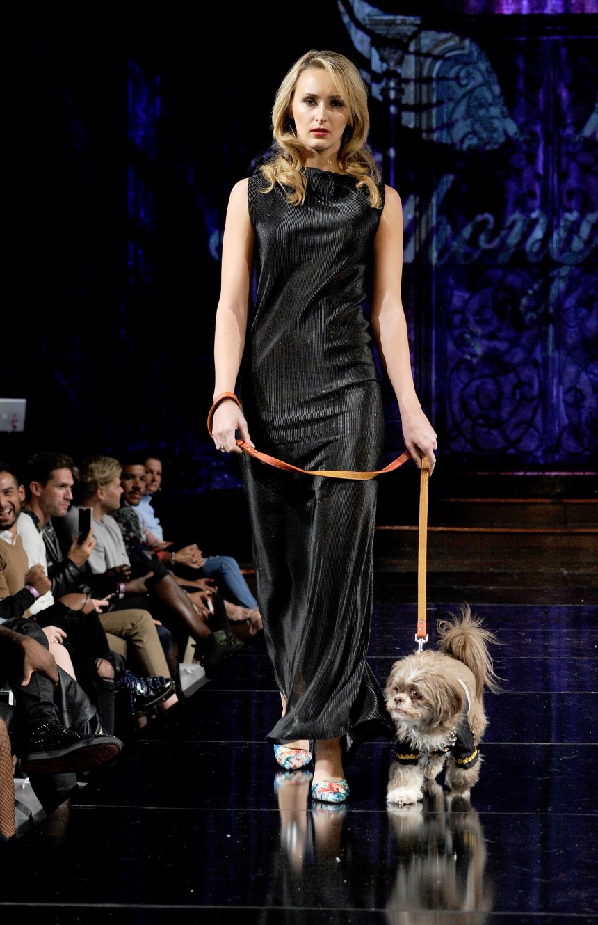 Anthony Rubio Spring/Summer 2018 Women's Wear & Canine Couture New York Fashion Week Photo by Arun Nevader - Getty Images Model: Lauren Casarona Canine Model: Henry