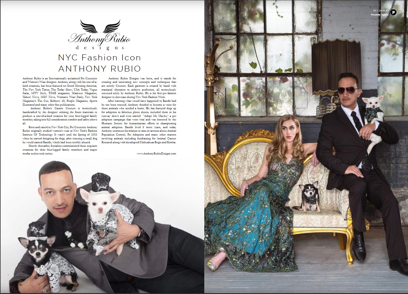 Anthony Rubio and his Canine Couture in Woman Magazine