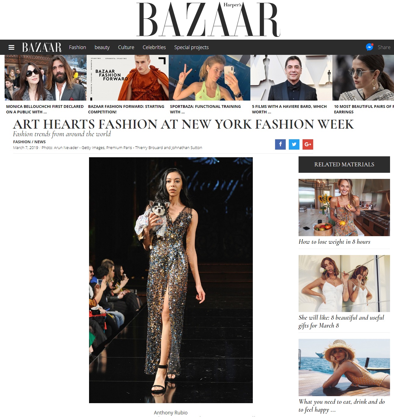 Anthony Rubio New York Fashion Week Show featured in Harper's Bazaar Magazine