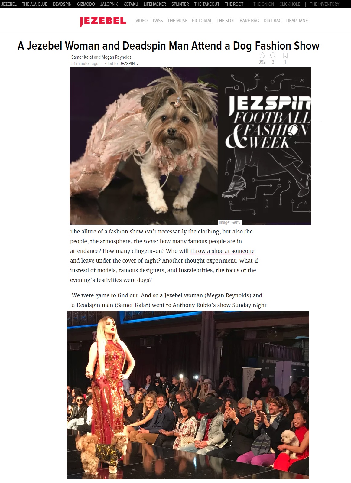 Anthony Rubio New York Fashion Week Show featured in JEZEBEL