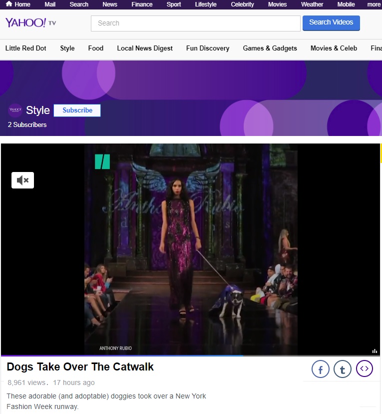 Anthony Rubio New York Fashion Week Show featured in Yahoo! News