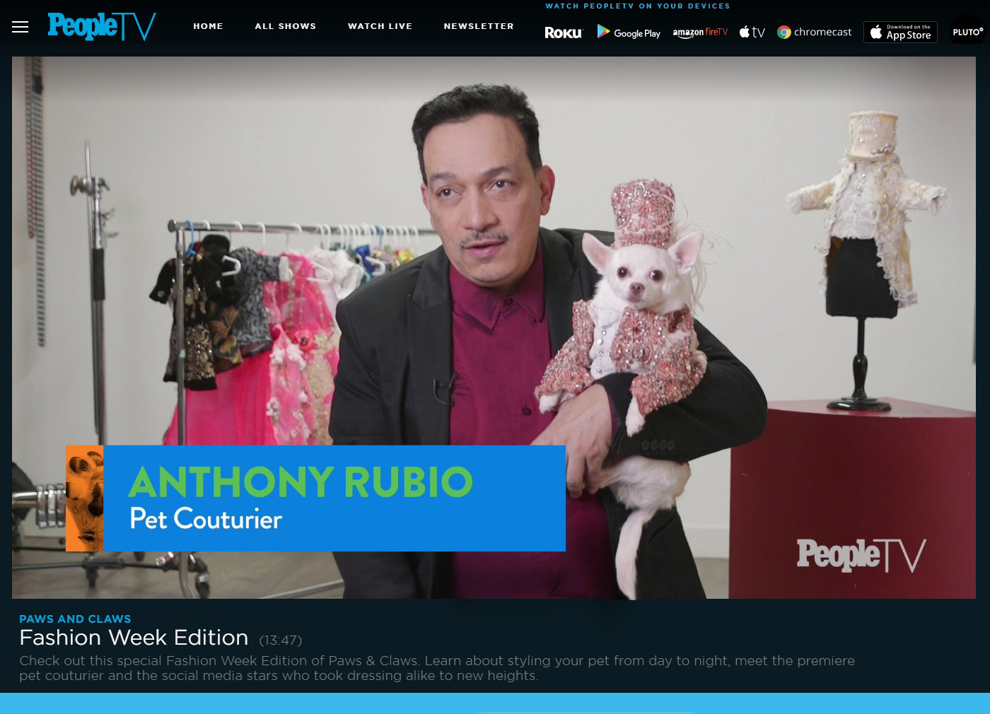 Anthony Rubio Interview for PEOPLE Magazine on Pet Fashion