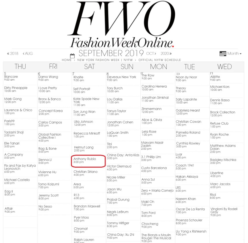 Anthony Rubio on the Fashion Week calendar