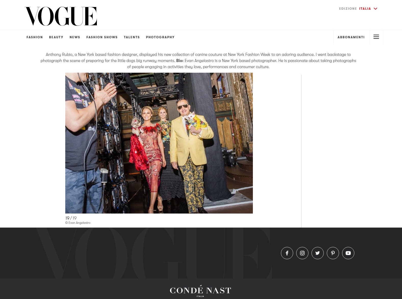 Anthony Rubio Spring/Summer 2020 New York Fashion Week Runway Show featured in VOGUE Italia